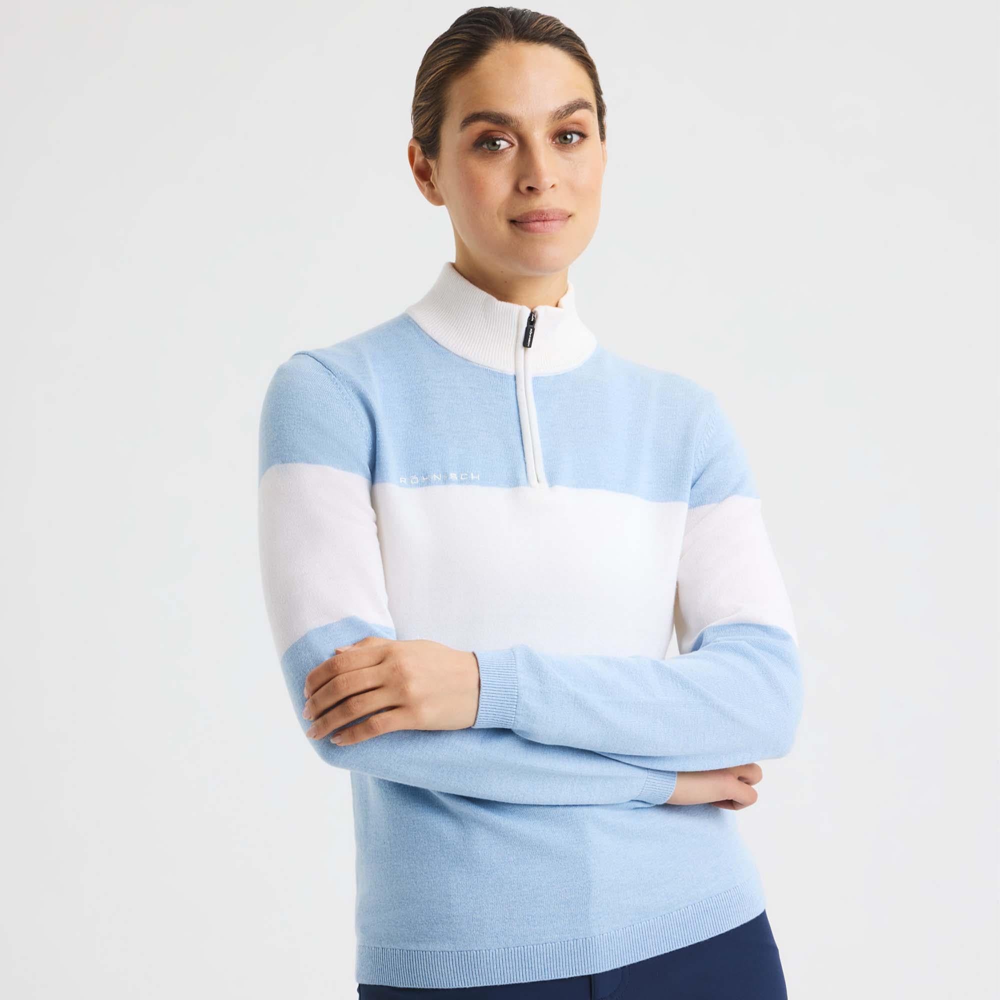 Rohnisch Kora Ladies Knitted Half Zip Sweater Dove Blue